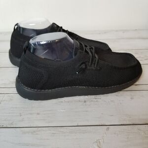 Itazero Distinto Wide Black Elastic Lace Walking Loafers